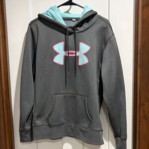 Under Armour Charcoal Hoodie with Pink Emblem